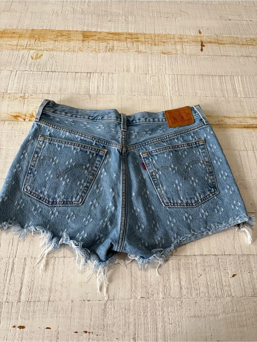 Levi’s 501 Premium Denim Jean Shorts size 31 Cut Off‎ Dottie Blues Distressed